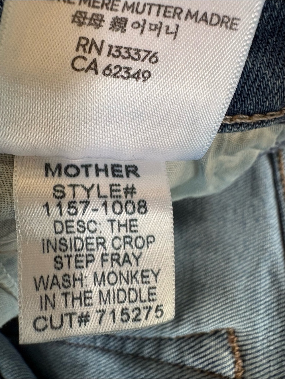 MOTHER The Insider Crop Step Fray Jeans. Monkey in the Middle. Size 28 - Picture 11 of 13